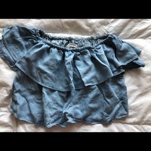 Zara Off The Shoulder Denim Top